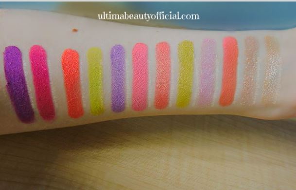 Swatches of the 12 shades from the What Dreams Are Made of Palette