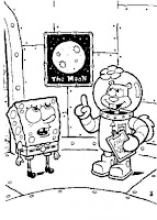 SpongeBob and Sandy planning to fly to the moon coloring page