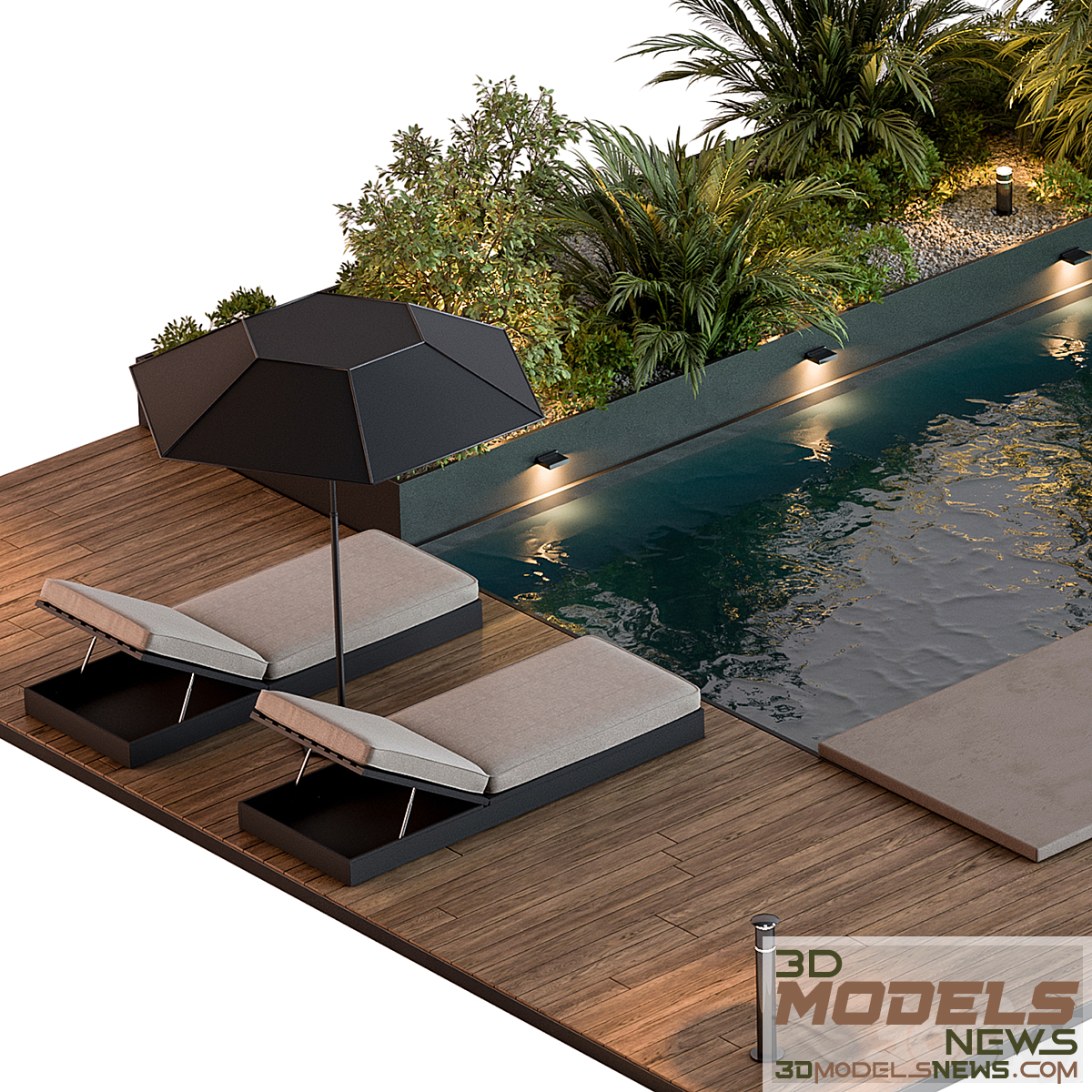 Landscape furniture model with pool 69 2