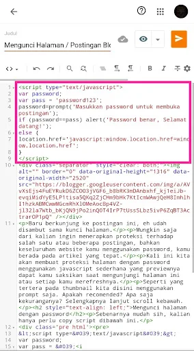 Mengunci Halaman / Postingan Blog dengan Password