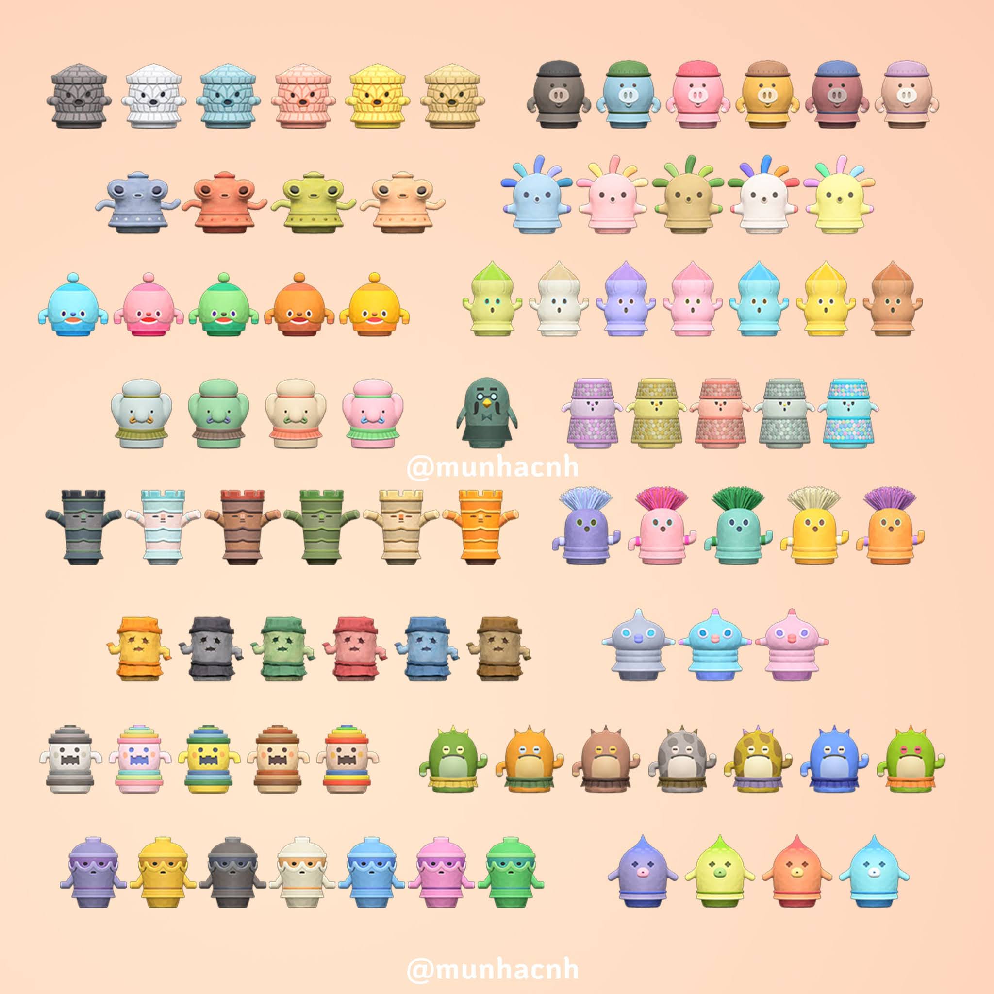 All gyroids in Animal Crossing New Horizons