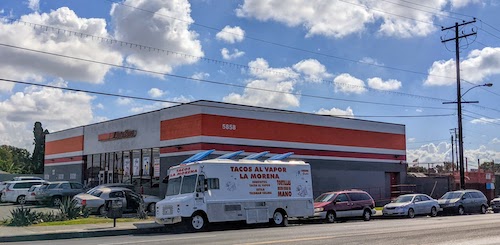 The truck parked in front of AutoZone, as seen from across Central Avenue