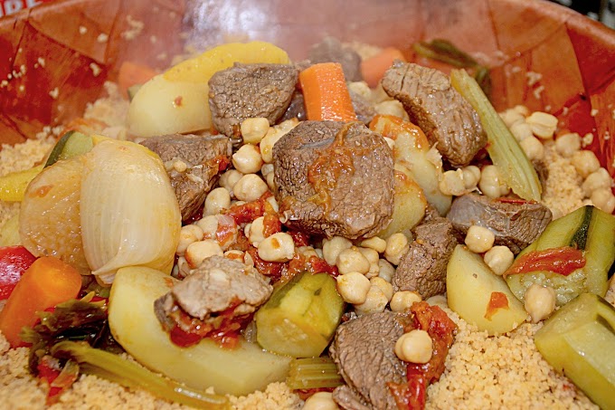 Moroccan couscous with meat and vegetables
