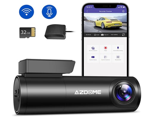 AZDOME WiFi Voice Control 1080P Car Dash Camera