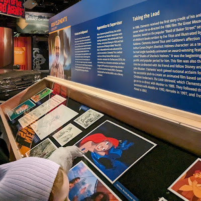 museum display highlighting the work of Disney animator Ron Clemenets from Sioux City