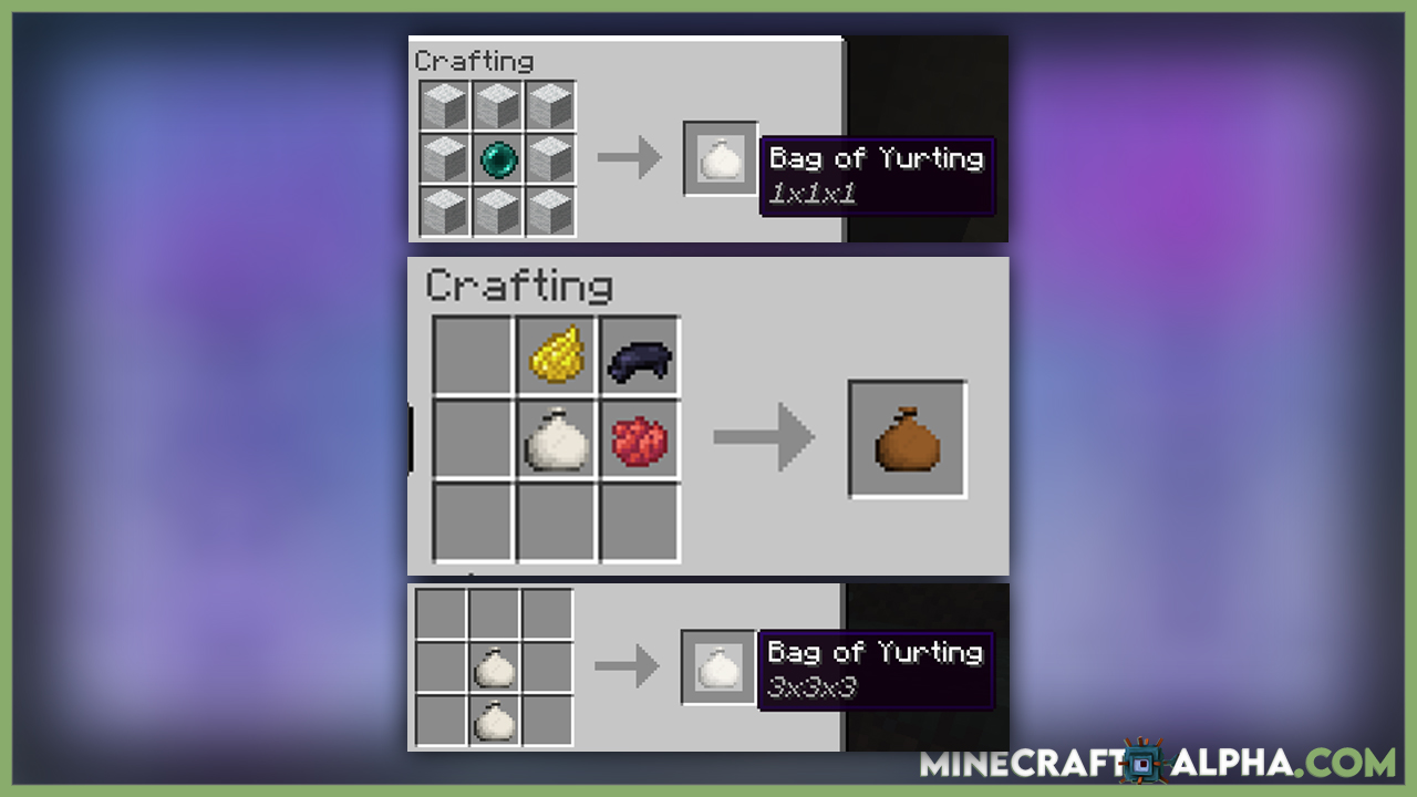 Bag of Yurting Mod Crafting Table Recipes