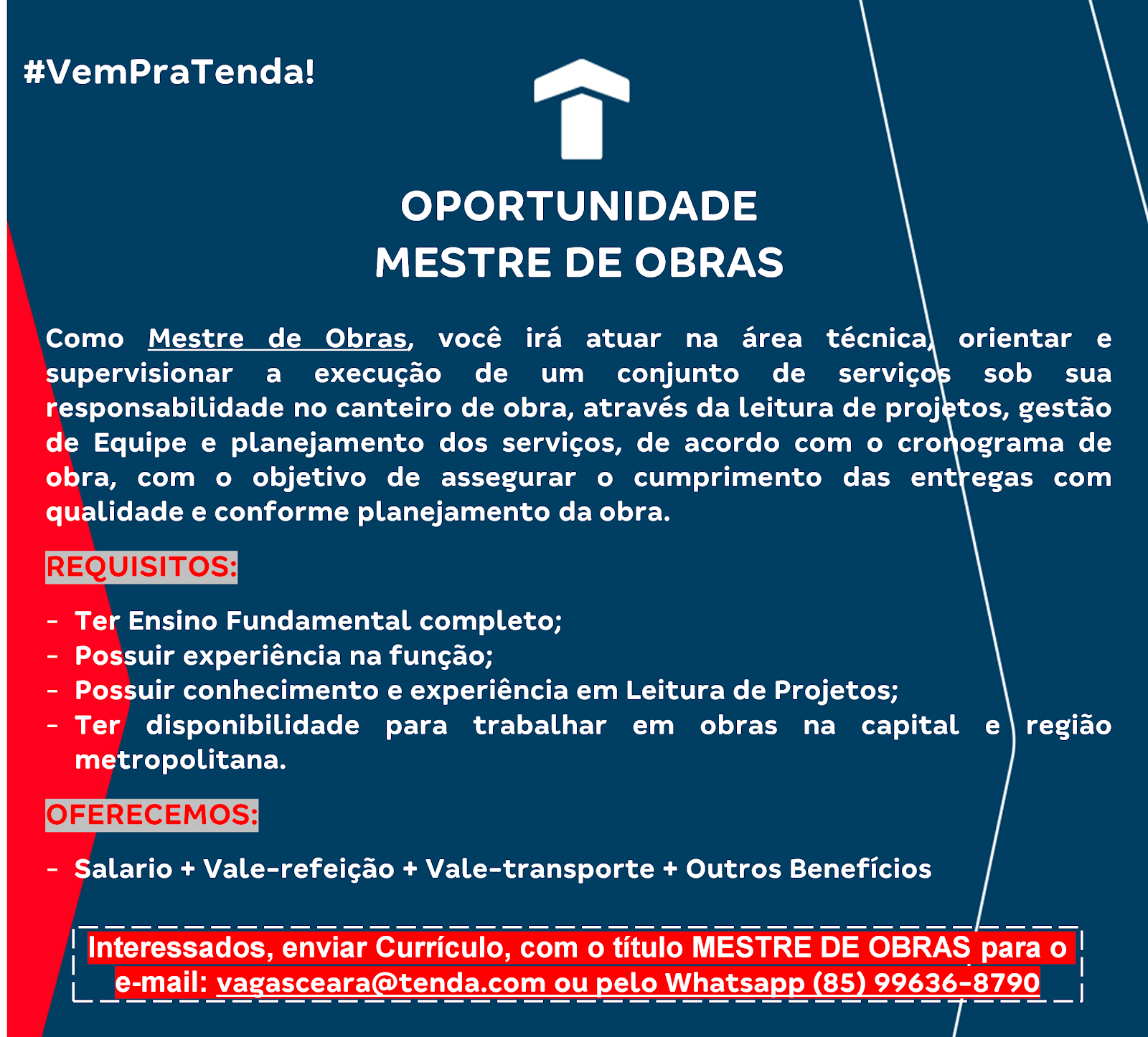 MESTRE DE OBRAS - FORTALEZA/CE