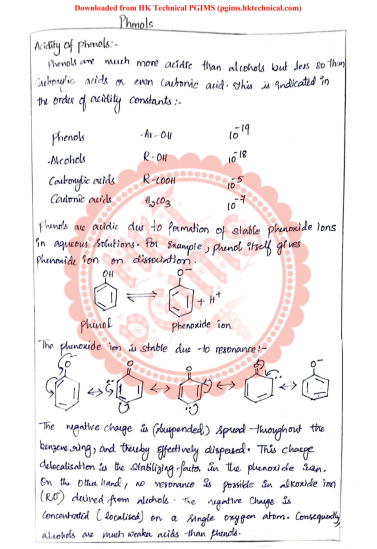 Acidity and Effect of substituents on phenols Handwritten Notes 3rd Semester B.Pharmacy ,BP301T Pharmaceutical Organic Chemistry II,BPharmacy,Handwritten Notes,BPharm 3rd Semester,Important Exam Notes,Pharmaceutical Organic Chemistry,