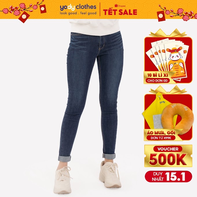 Mall Shop [ yodyclothes ] Quần jean nữ YODY lưng cao ôm tôn dáng QJN3102