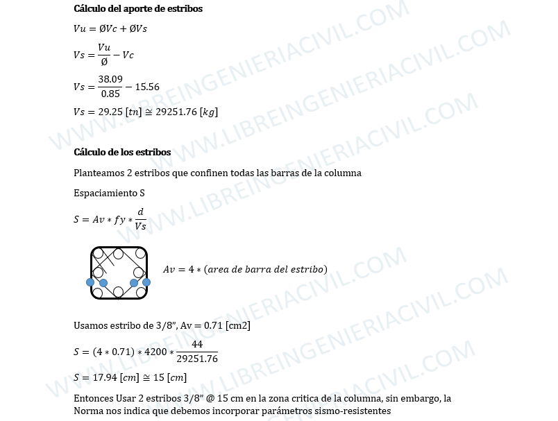 diseño por corte estribos en columnas