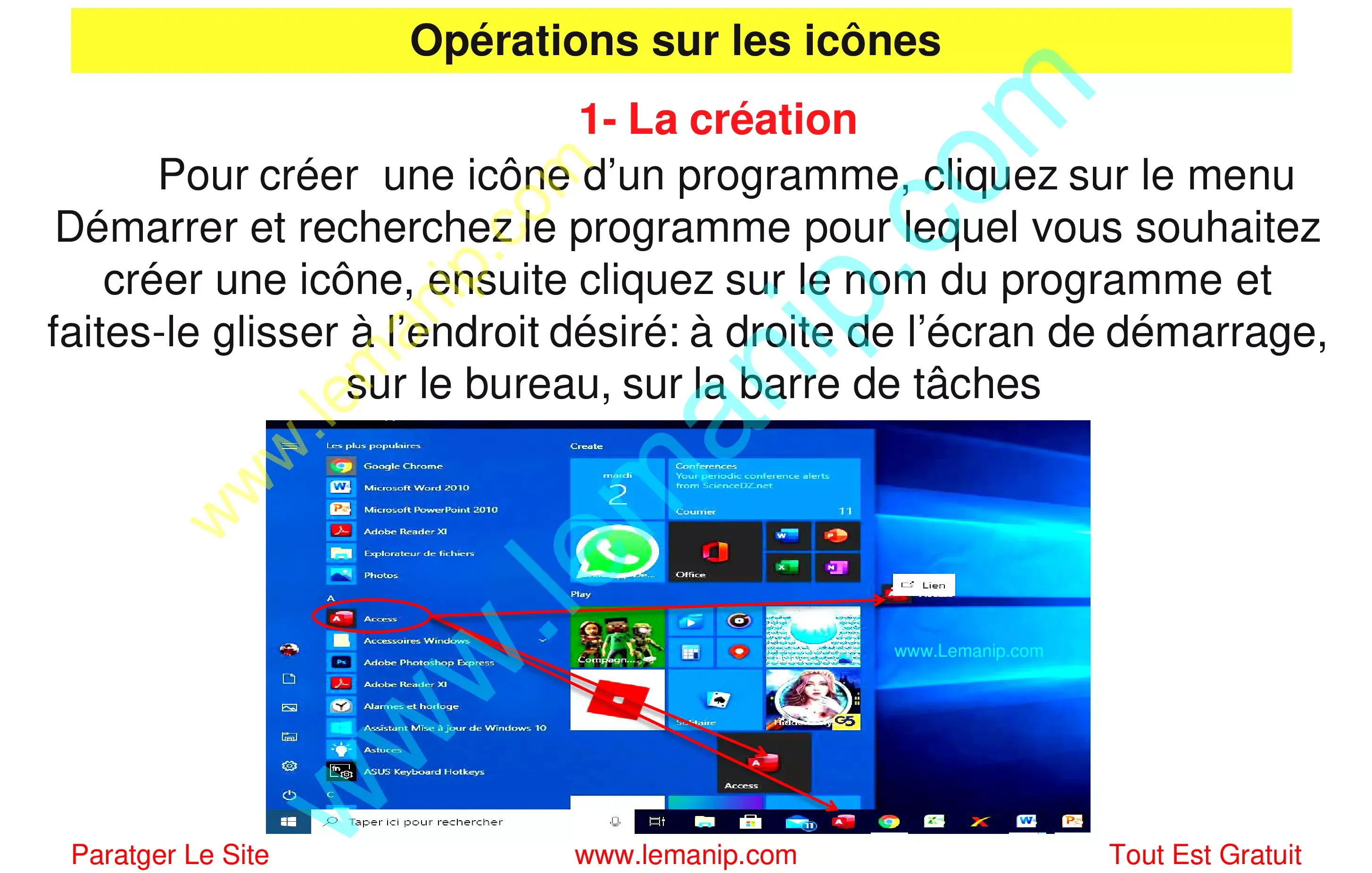 Opérations sur les icônes