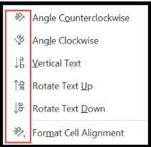 تغيير اتجاه النص في Excel