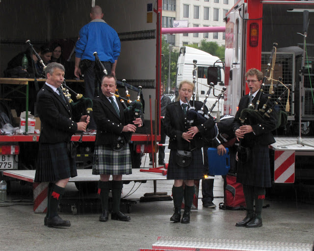 Bagpipe players, Berlin Firefighter Challenge, Potsdamer Platz, Berlin