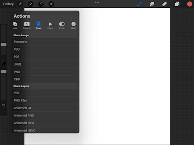 menu export/share di procreate