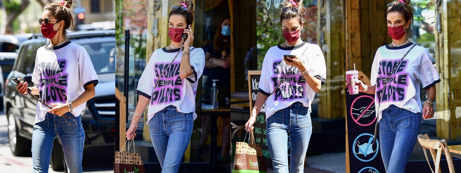 Alessandra Ambrosio spotted while picks up some food in Brentwood, California