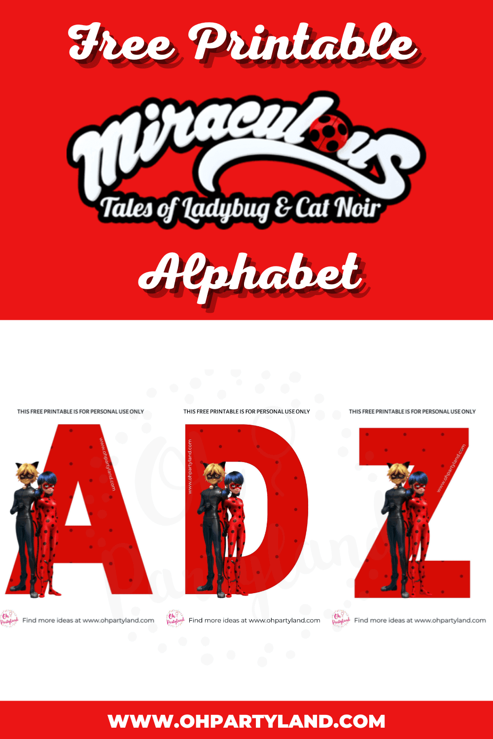 free printable miraculous ladybug alphabet