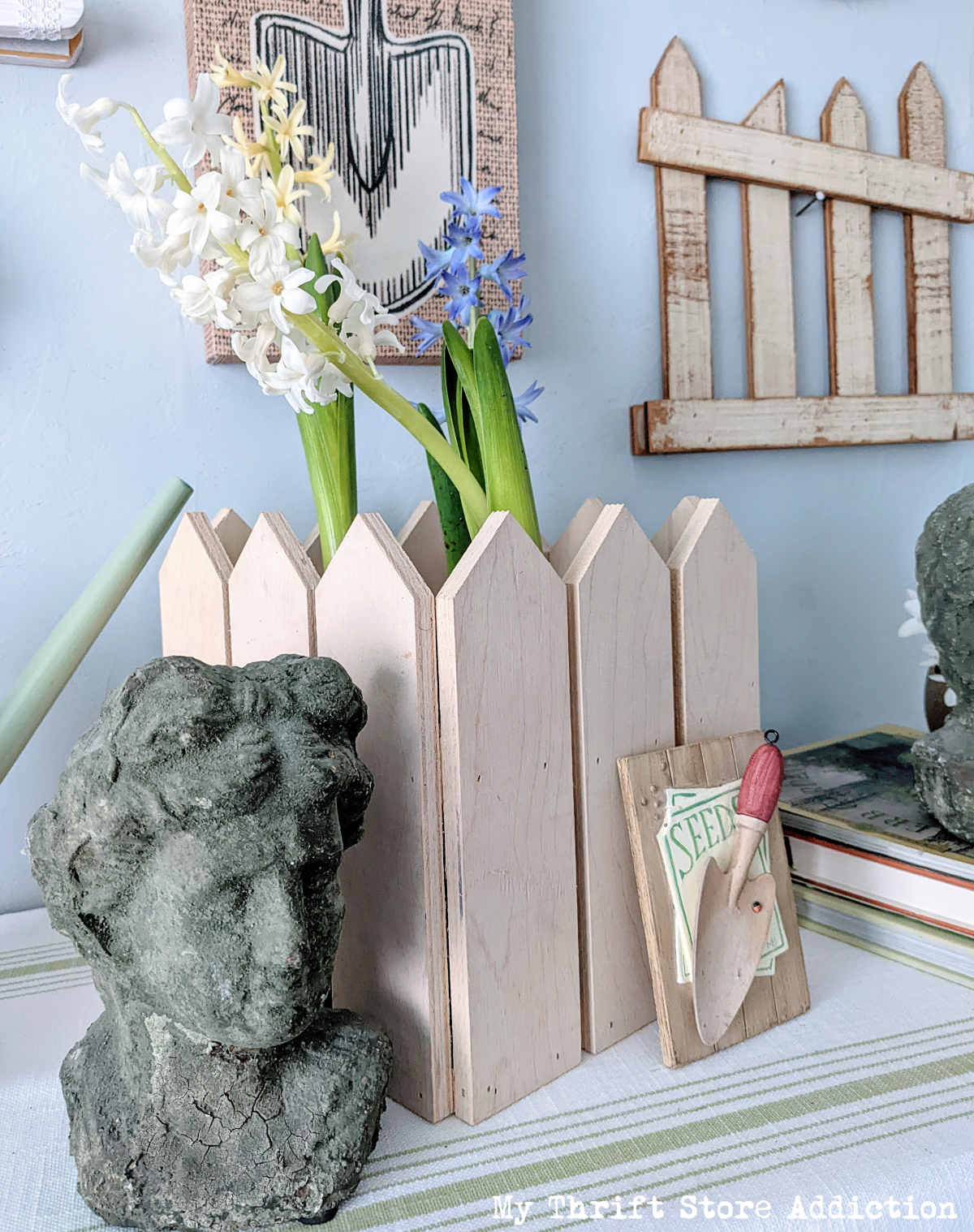 garden themed spring mantel