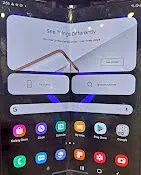 Samsung Galaxy Z Fold 2 5G mostly unfolded in a tablet fold