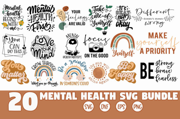 Free SVG Download Mental health SVG Bundle POD Ready Commercial License