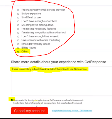 how to cancel getresponse account