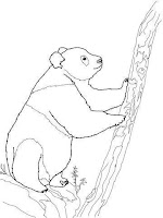 Giant panda climbing on a tree coloring page