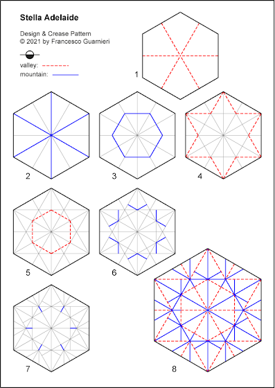Origami Crease pattern della Stella Adelaide by Francesco Guarnieri