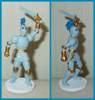 The knight reminds me a bit of the LJN / Matchbox / TSR goodly knight (or "Good Paladin") 'Strongheart', but a little more serious - if waving your sword around is more serious - klutz!