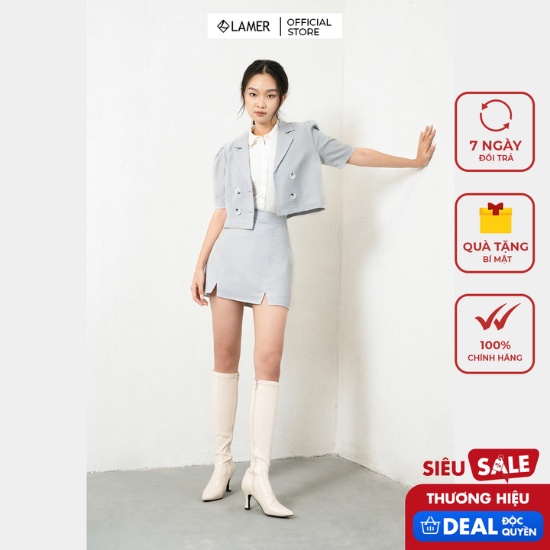 Mall Shop [ lamer.fashion ] Chân váy nữ A xẻ gấu by LAMER V62R21H001