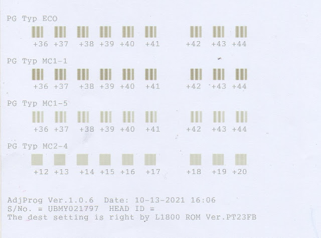 Hasil print alignment printer epson L1800