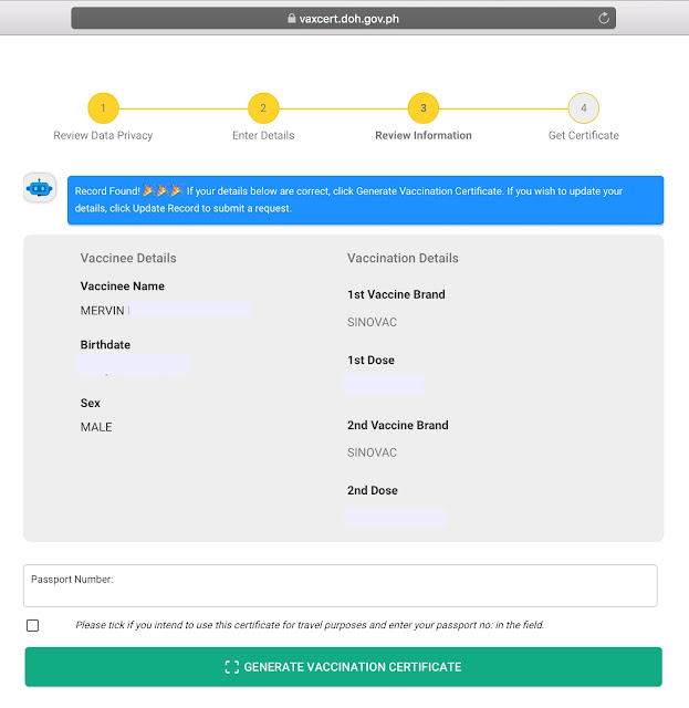 VACCINATION CERTIFICATE FOR TRAVEL PHILIPPINES