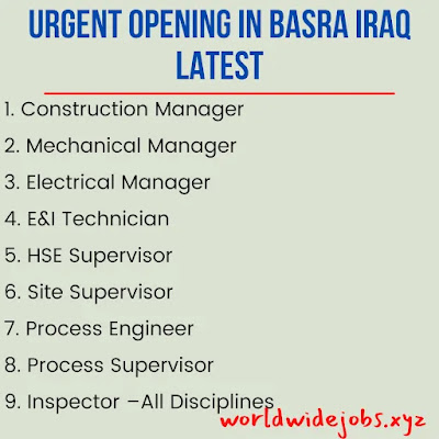 Urgent Opening in Basra Iraq Latest