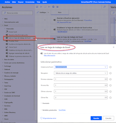 Power Automate: Extraer texto de pdf a Excel