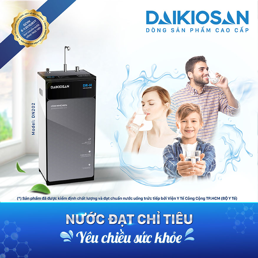 Máy lọc nước Daikiosan DR H nóng nguội DN202 đạt chuẩn nước uống trực tiếp