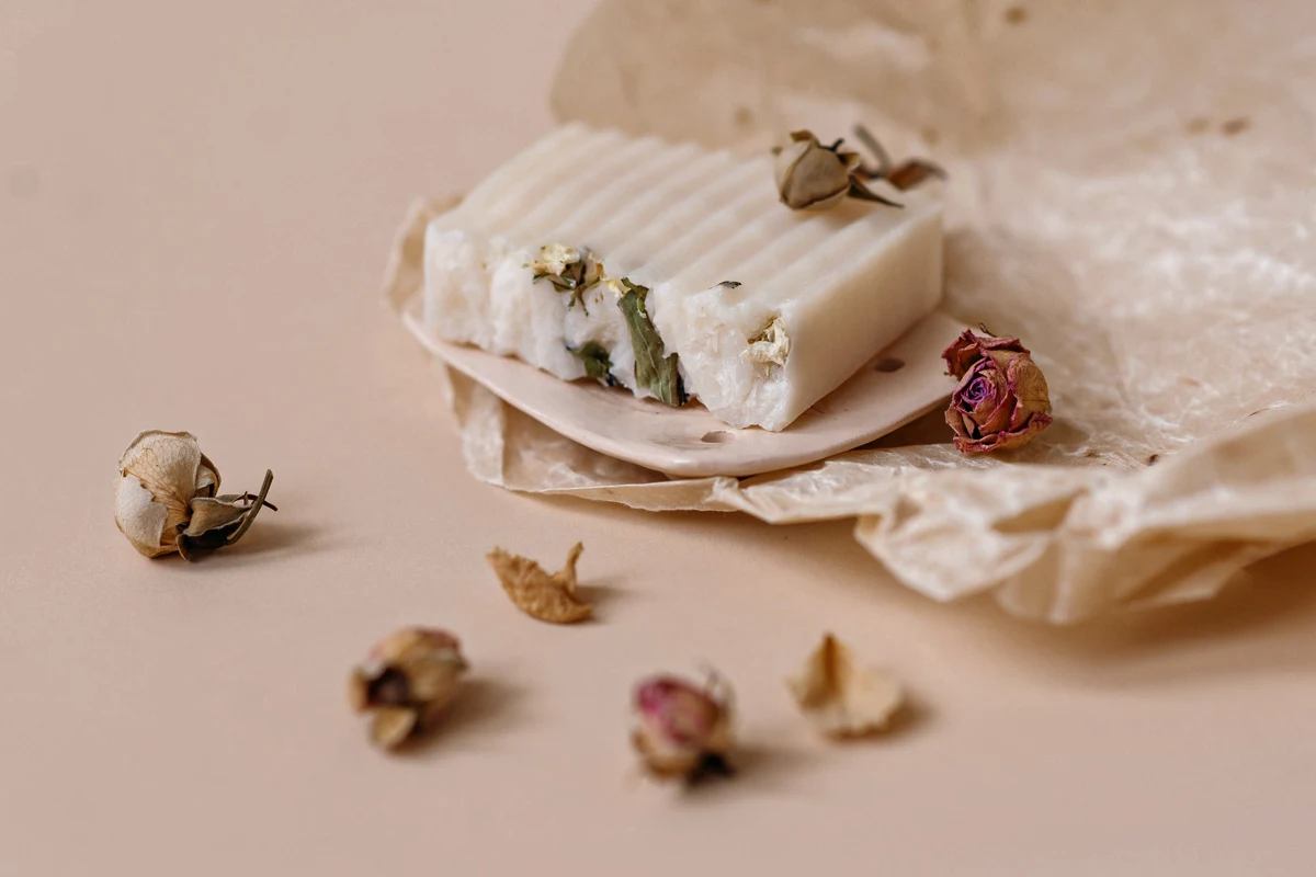 handmade soap bar on a plain background