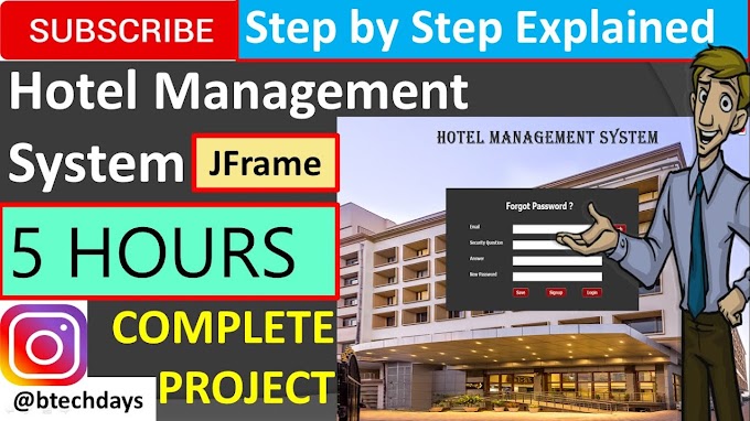 Hotel Management System in java (JFrame, Netbeans, Mysql Database)