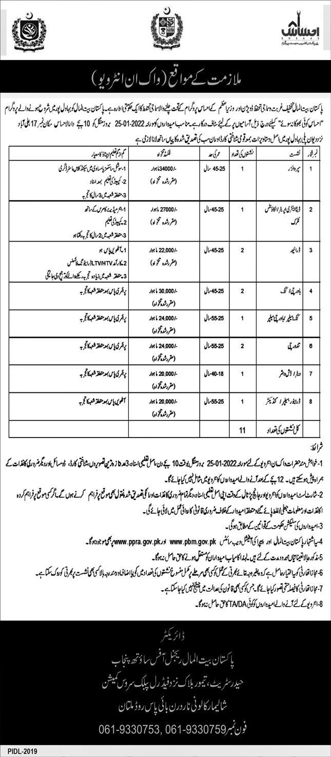 Jobs available in Social Welfare and Bait-Ul-Maal Pakistan