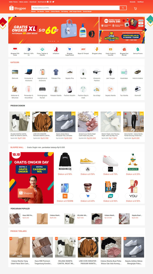 Blogpee, Template Blogger untuk Jualan Mirip Shopee