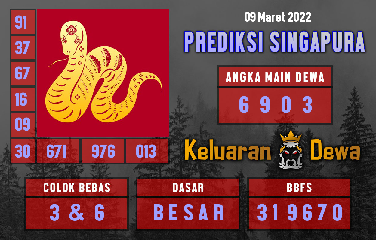 Prediksi Dewa Togel SGP Rabu 09 Maret 2022