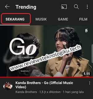 melihat trending di youtube via android