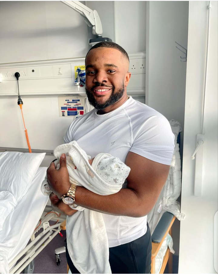 Actor Williams Uchemba shared adorable pictures with his newborn baby girl