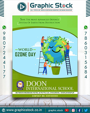 Happy world Ozone Day Ad, ozone day post, ozone day advertise, festival post advertise, online ad maker, festival post maker, graphic stock, graphicstock.co.in