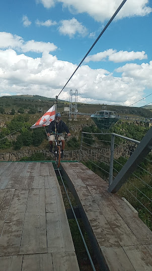 Seafare/ Traveller/ Blogger Rudolph.A.Furtado " ZIP CYCLING " over Dashbashi Canyon.