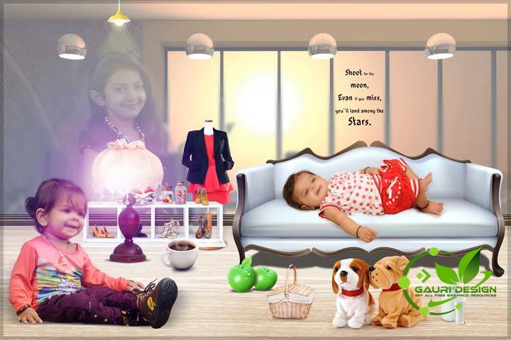 Baby Photo Editing Background PSD Template Free Download - Gauri Design