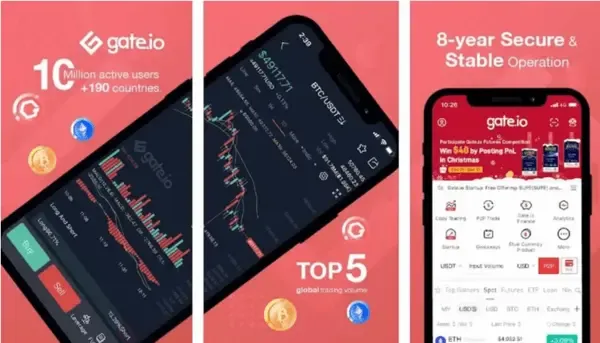 Gate.io - تطبيق للاستثمار في العملات الرقمية