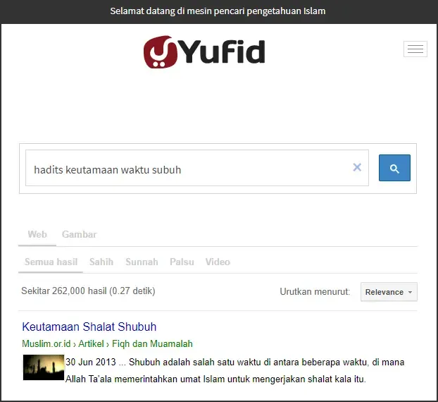 mesin pencari sunnah yufid.com
