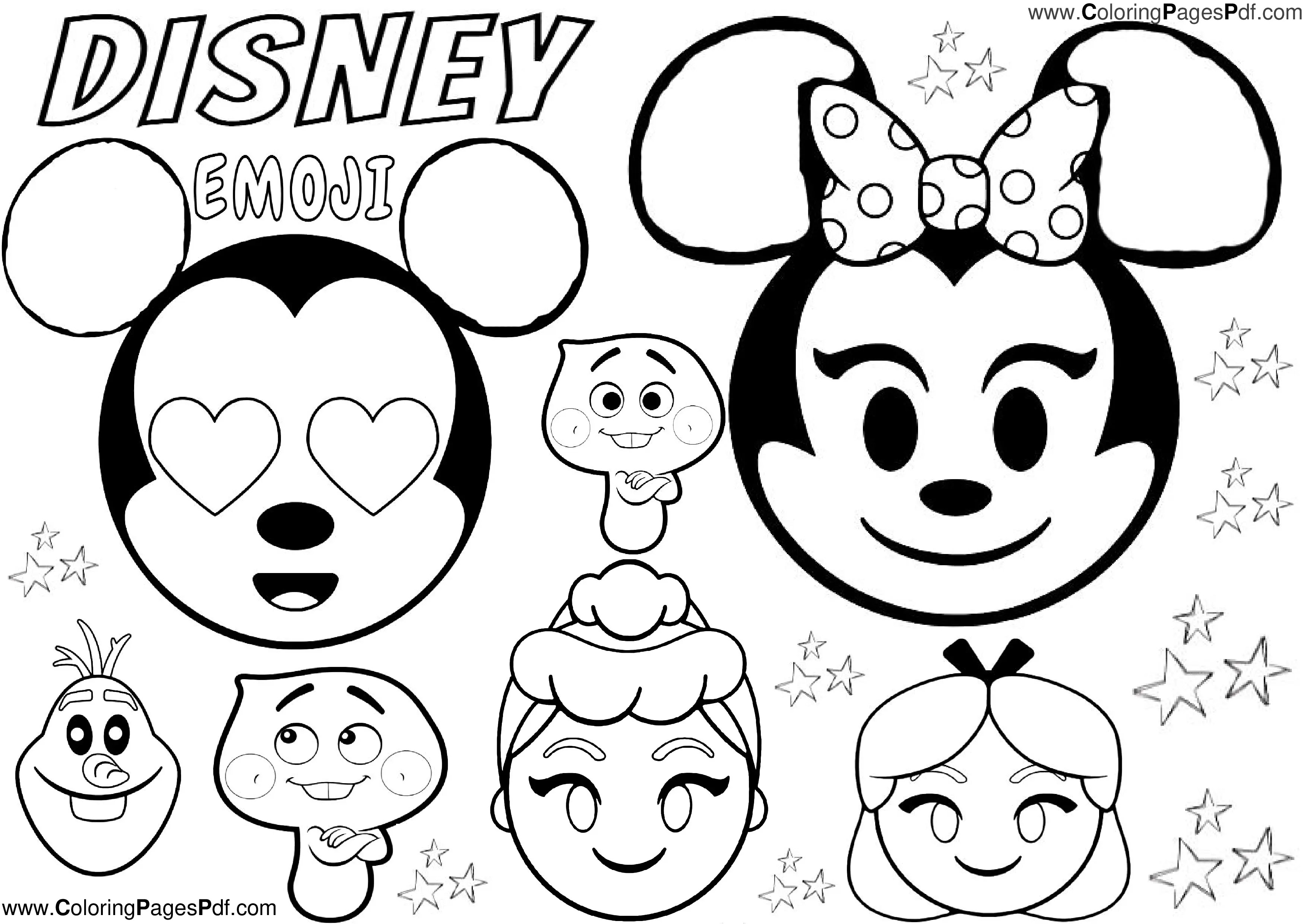 Disney emoji coloring pages