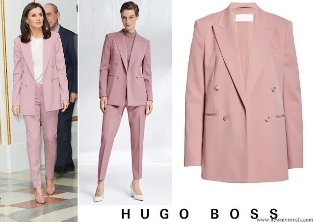 Queen Letizia wore Boss Jericoa Stretch Wool Twill Open Jacket and trousers