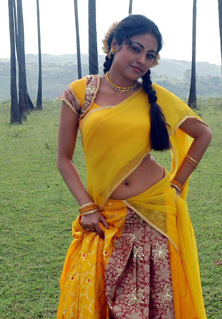 Actress Meenakshi Sexy Navel Cleavage Show In Half Saree Stills From Rajadhi Raja Movie