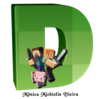 Abecedario Verde con Personajes de Minecraft.