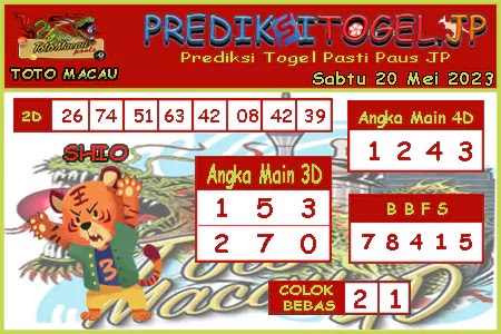 Prediksi Toto Macau JP Sabtu 20 Mei 2023